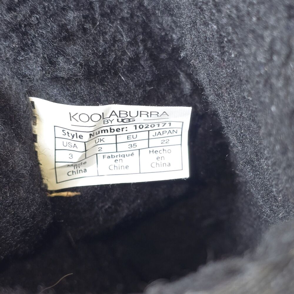 Koolaburra By Ugg Victoria Girls Size 3 Black Suede Fur Lined With Bows #1090330 - Picture 8 of 8